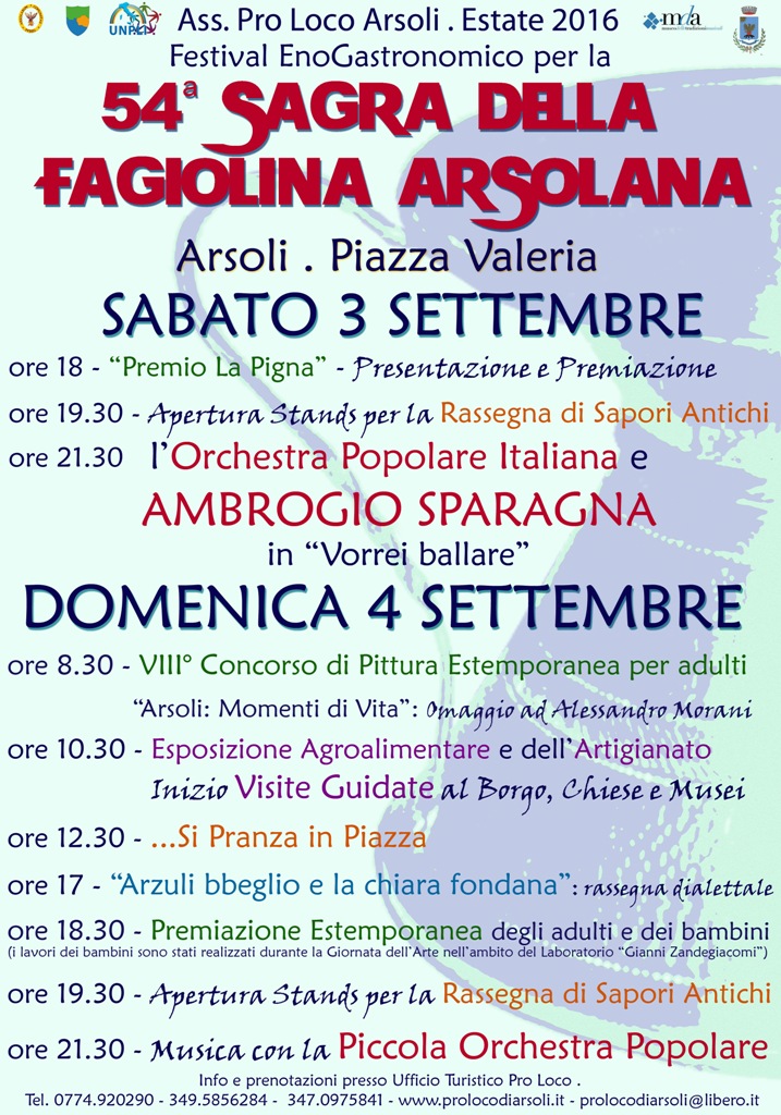 Sagra fagiolina arsolana - Arsoli (RM) (3/4 Settembre 2016)