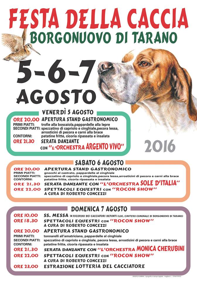 Festa della caccia - Borgonuovo di Tarano (RI) (5/7 Agosto 2016)