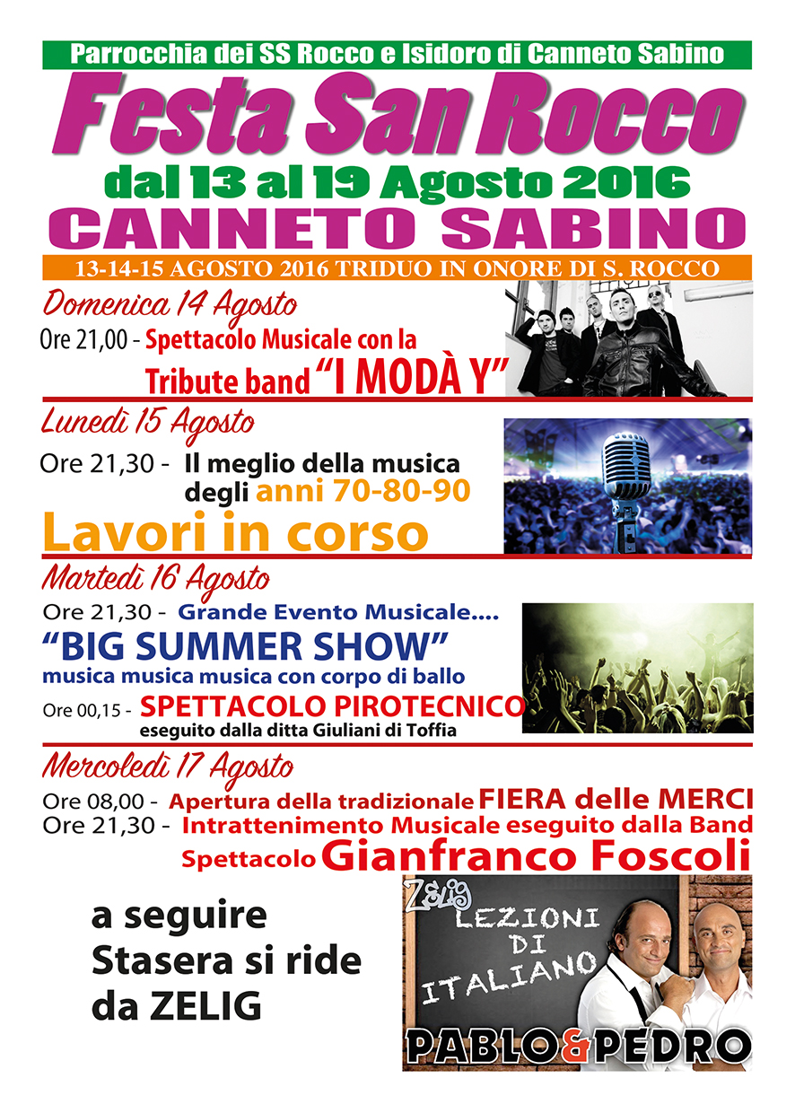 Festa San Rocco - Canneto Sabino (RI) (14/19 Agosto 2016)