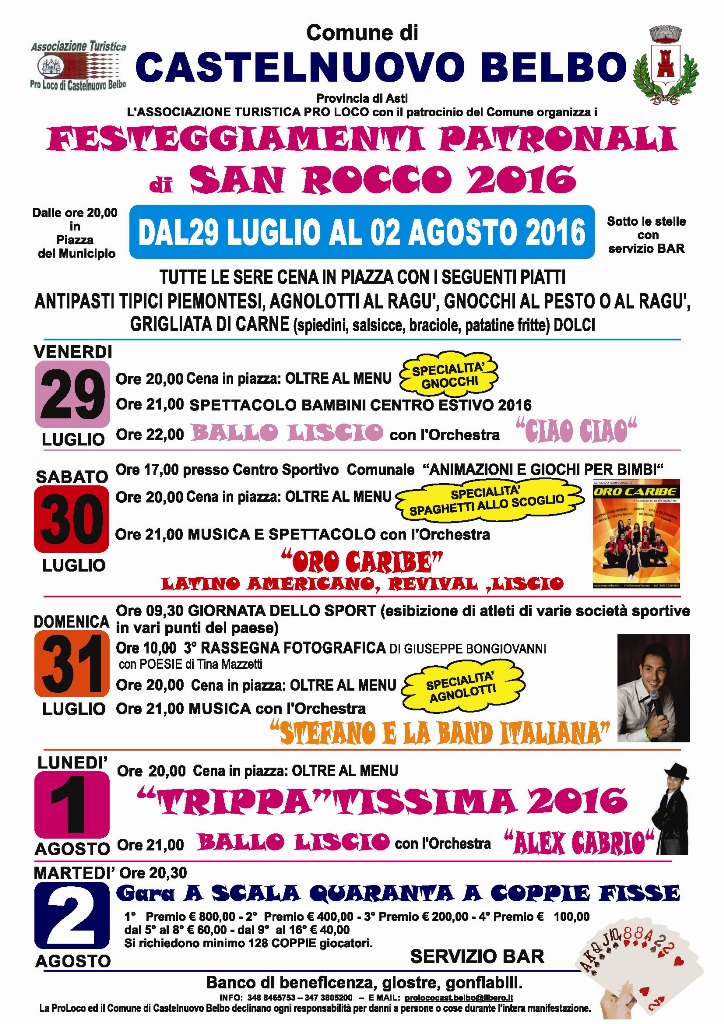 Festa Patronale - Castelnuovo Belbo (AT) (29 Luglio / 2 Agosto 2016)