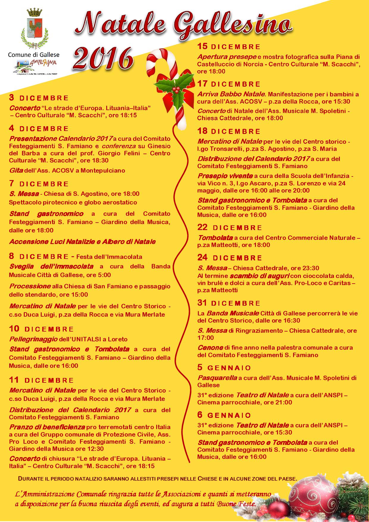 Eventi Natale - Gallese (VT) (Dicembre 2016 / Gennaio 2017)